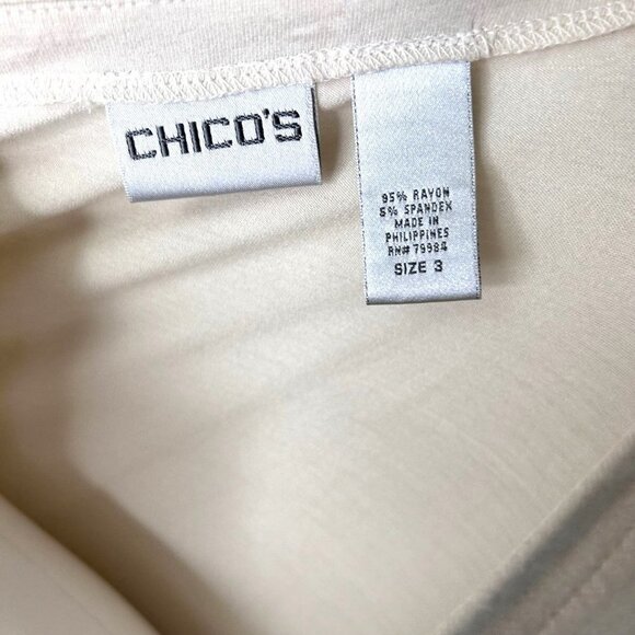 CHICO'S TAUPE DRAWSTRING V-NECK TIE FRONT TUNIC TOP - XL, 16, 3 - Picture 4 of 4